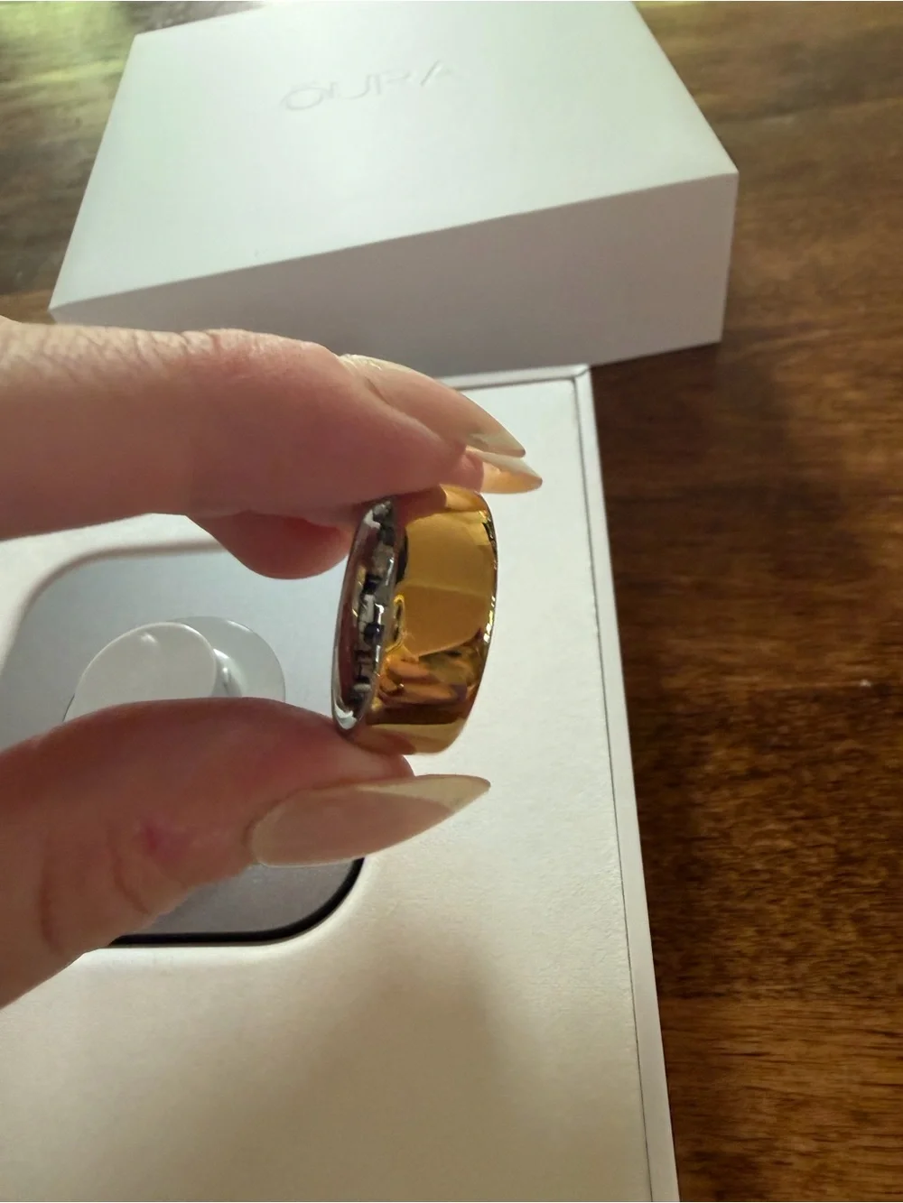 NWT Oura Ring 4 Smart Ring - Gold Exterior with Silver Interior